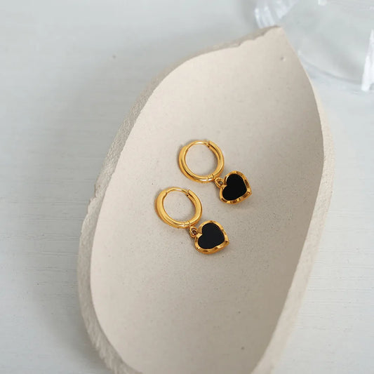 18K Gold-Plated Heart Drop Earrings - VAleG