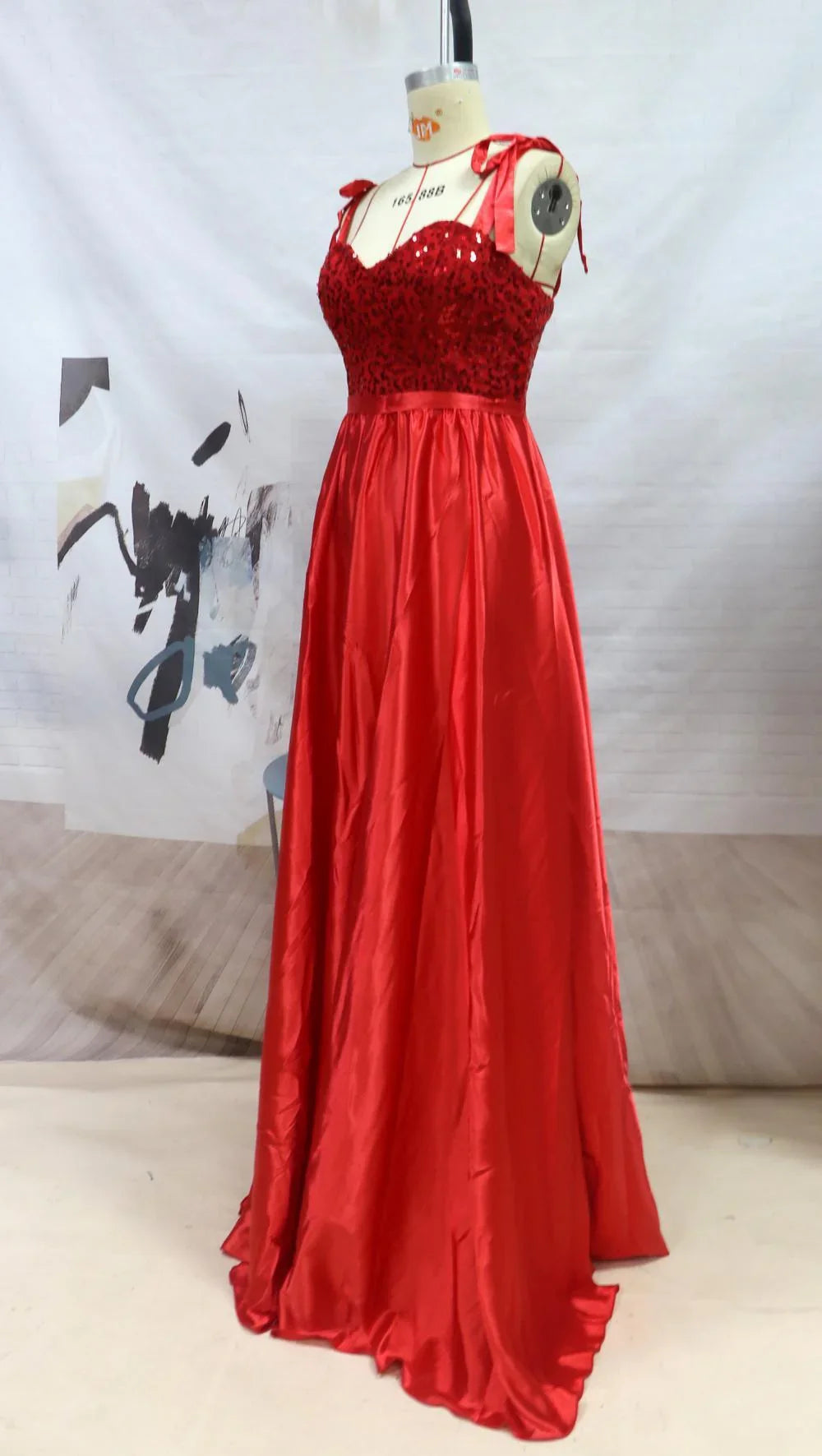 Women's Temperament Long Banquet Evening Dress Suspenders Sequined Large Skirt - VAleG