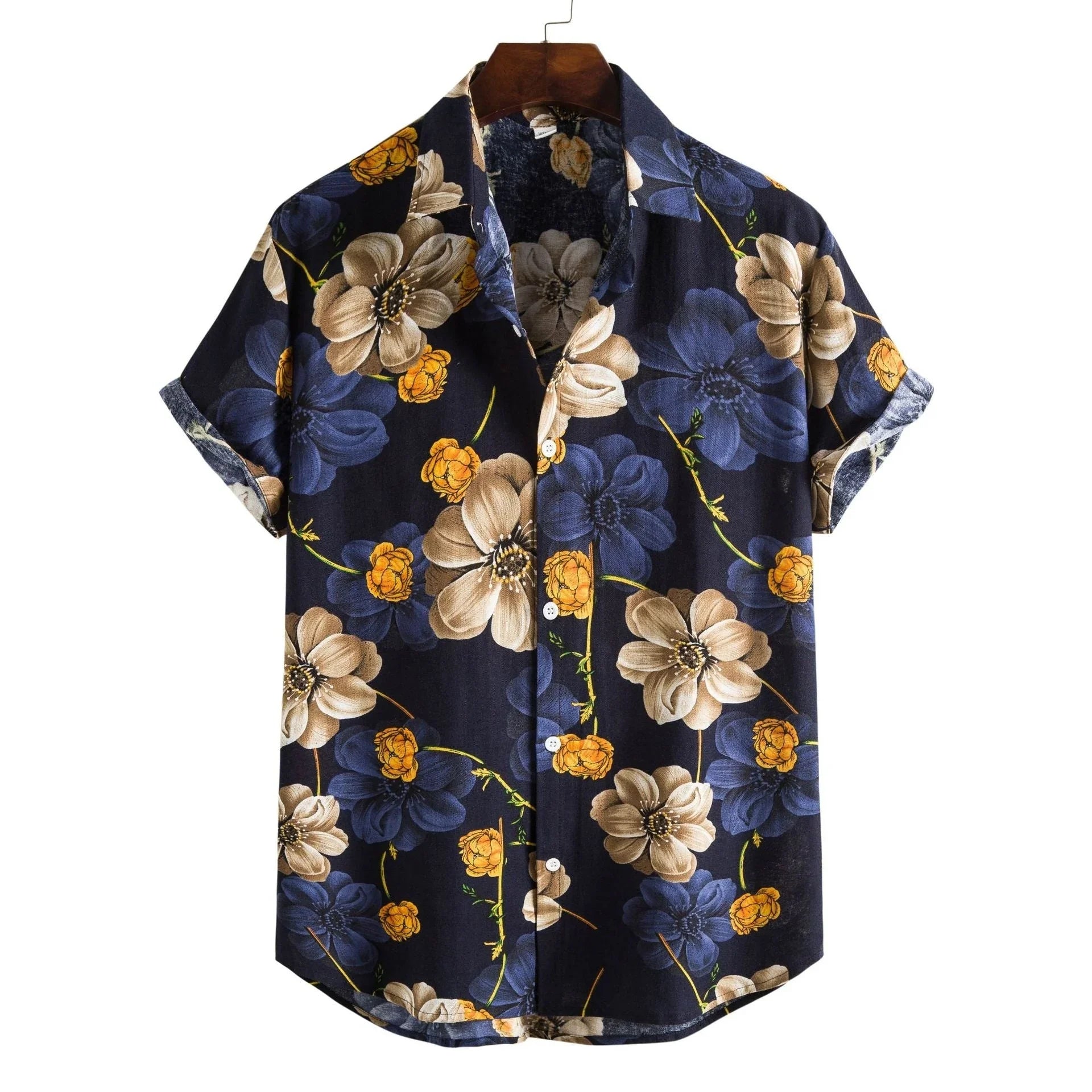Printed Casual Men's Short-sleeved Shirt Lapel - VAleG