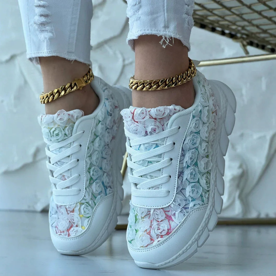 Three-dimensional Rose Mesh Casual Sneaker - VAleG