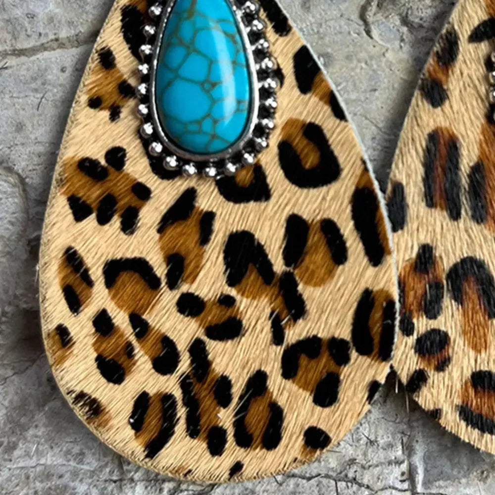 Artificial Turquoise Teardrop Earrings - VAleG