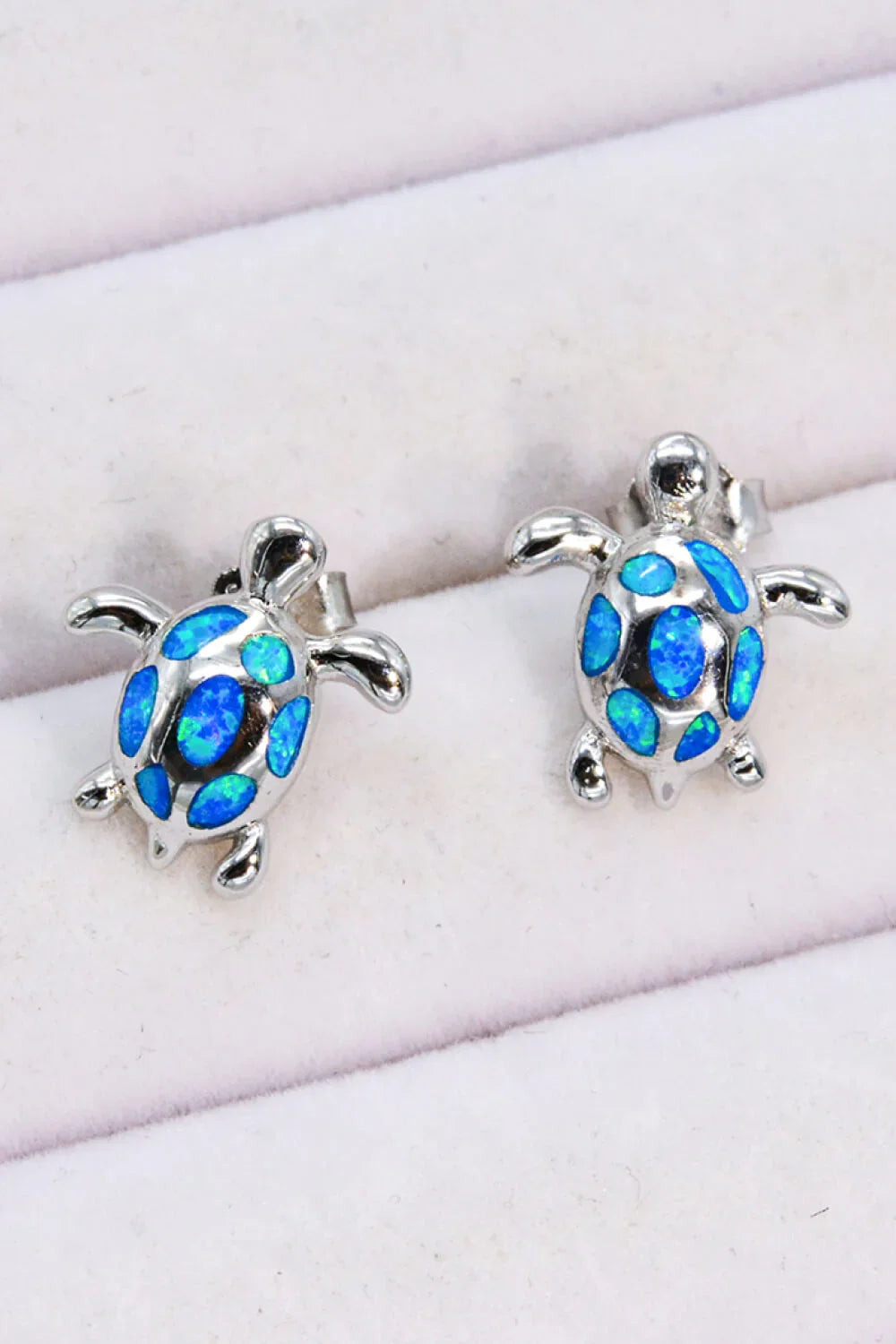 Opal Turtle Platinum-Plated Stud Earrings - VAleG