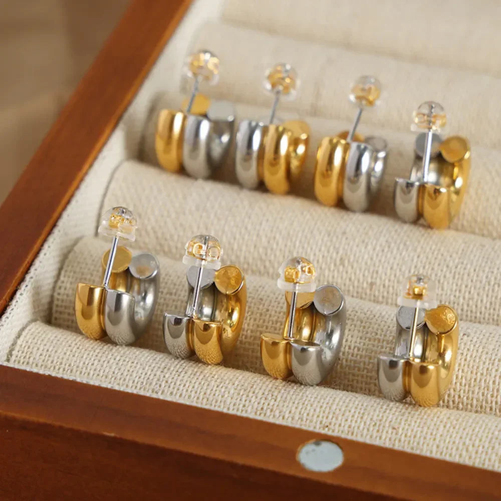 18K Gold-Plated C-Hoop Earrings - VAleG