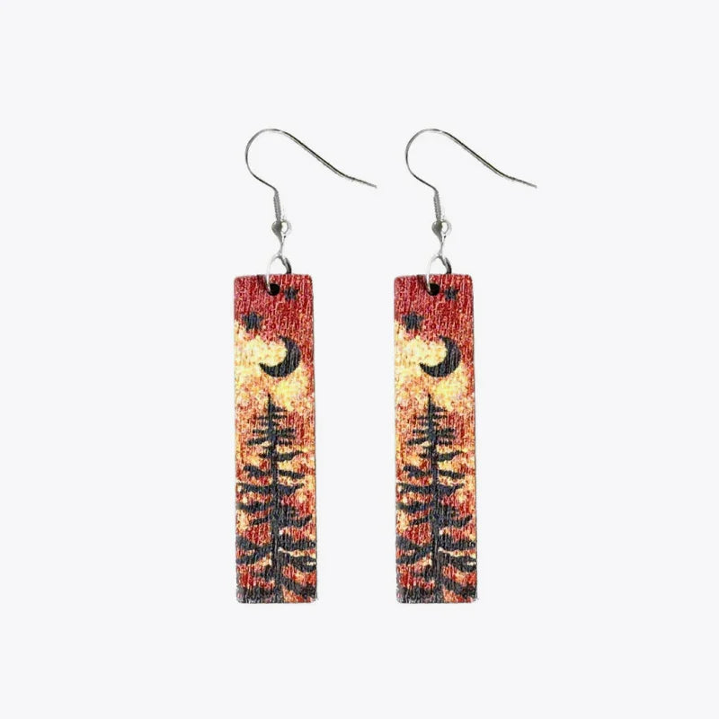 Square Shape Wooden Dangle Earrings - VAleG