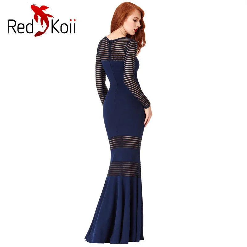 Long Slim Stripe Perspective Mermaid Dress - VAleG