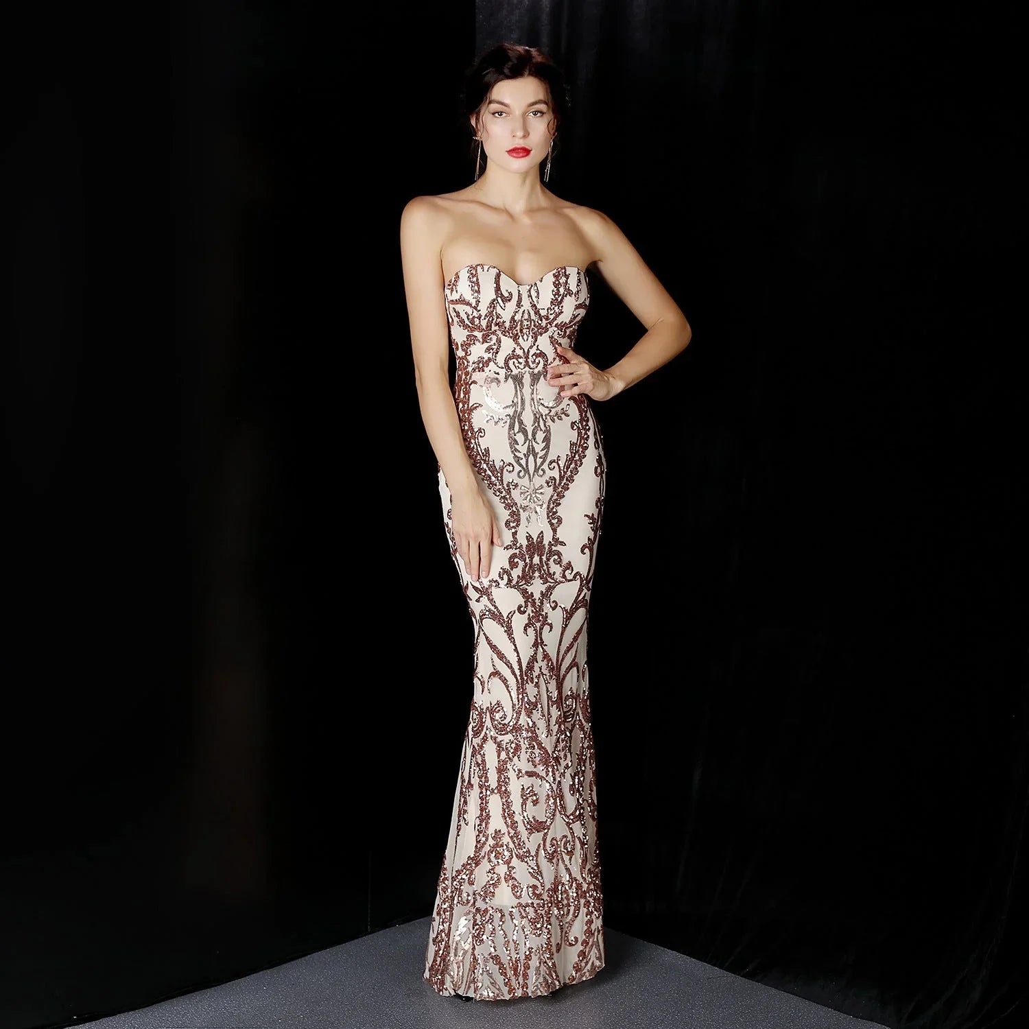 Sequined Long Dress Skirt Prom Party Etiquette Celebration Evening Dress - VAleG