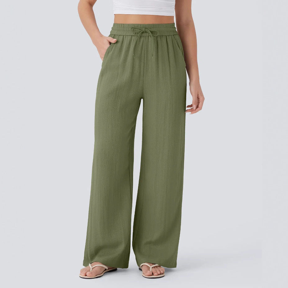 Pantaloni larghi casual a gamba larga in tinta unita