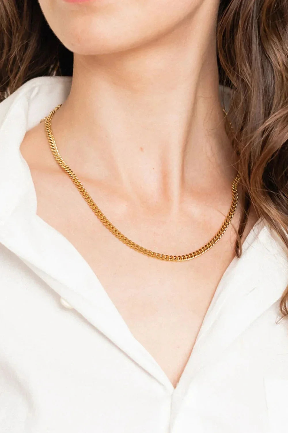 18K Gold Plated Curb Chain Necklace - VAleG