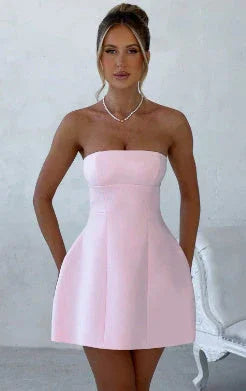 Fashion Tube Dress Summer Solid Color Sasual Backless Slim Short Dresses Party Womens Clothing - VAleG
