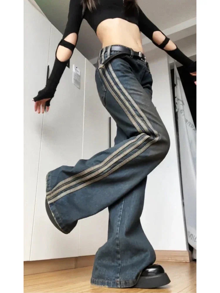 High Street Vintage Striped Jeans Woman - VAleG