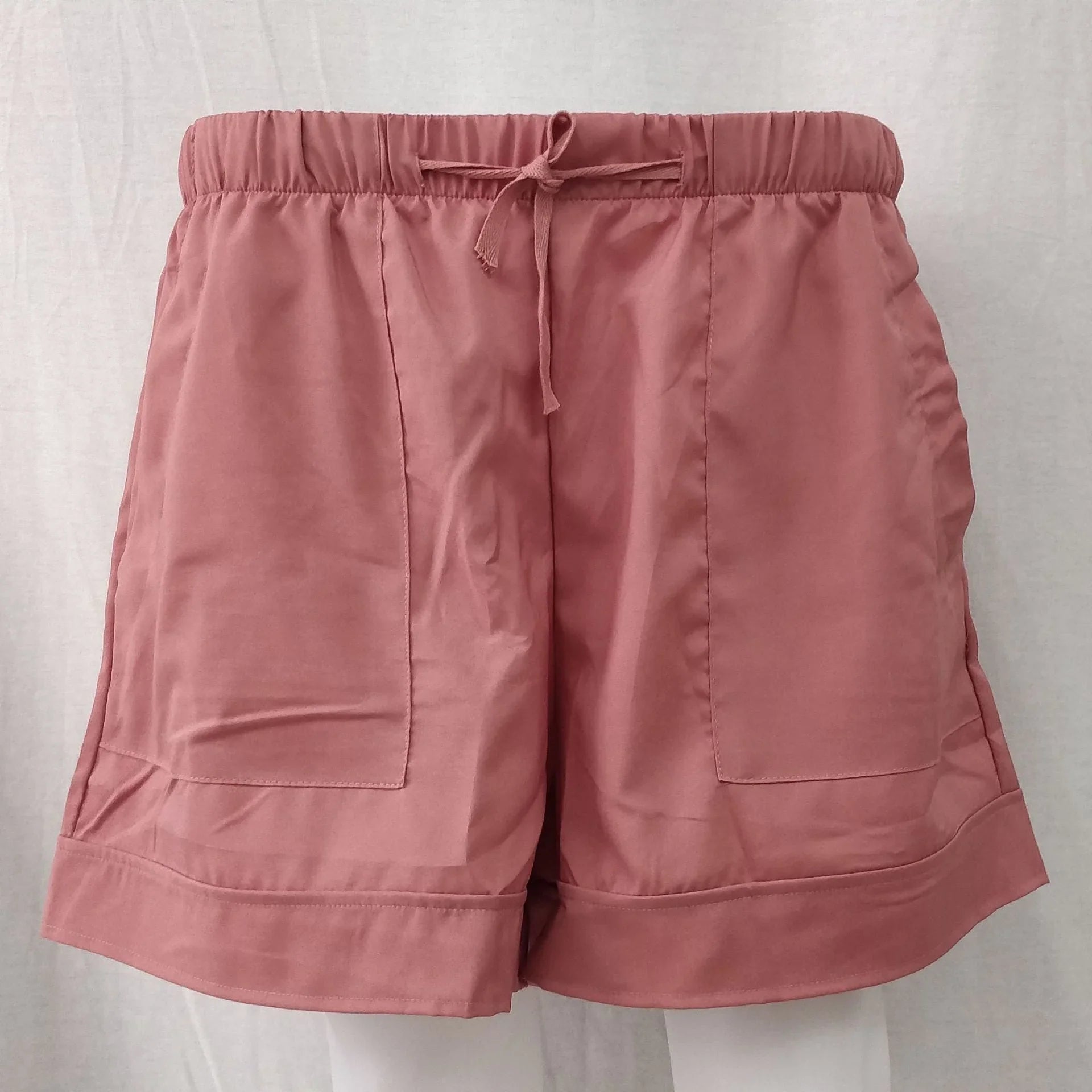 Wide leg loose high waist elastic lace-up shorts - VAleG
