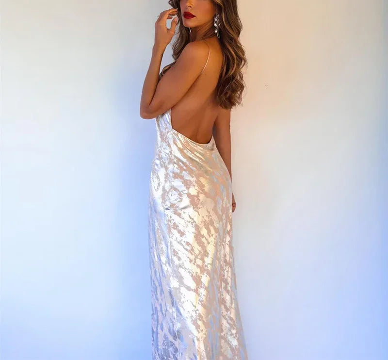 Women's Metal Foil Printed Underwear Dress - VAleG