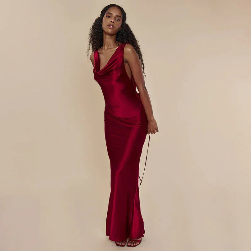 Women's Clothing Banquet Style Evening Lace Up Long Dress - VAleG