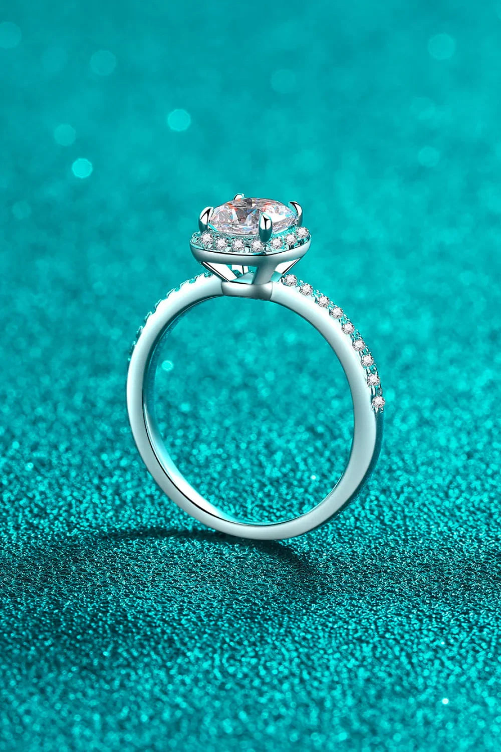 1 Carat Moissanite 925 Sterling Silver Halo Ring - VAleG