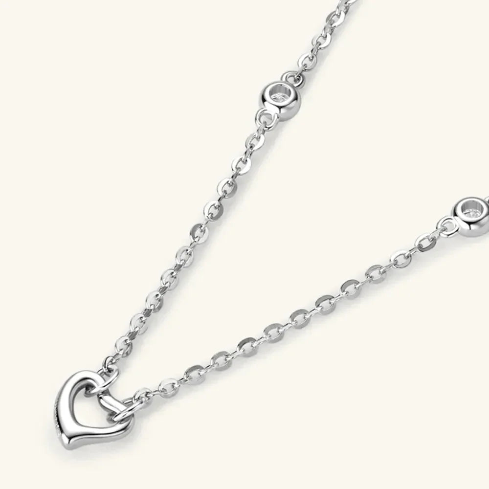 Moissanite 925 Sterling Silver Heart Necklace - VAleG