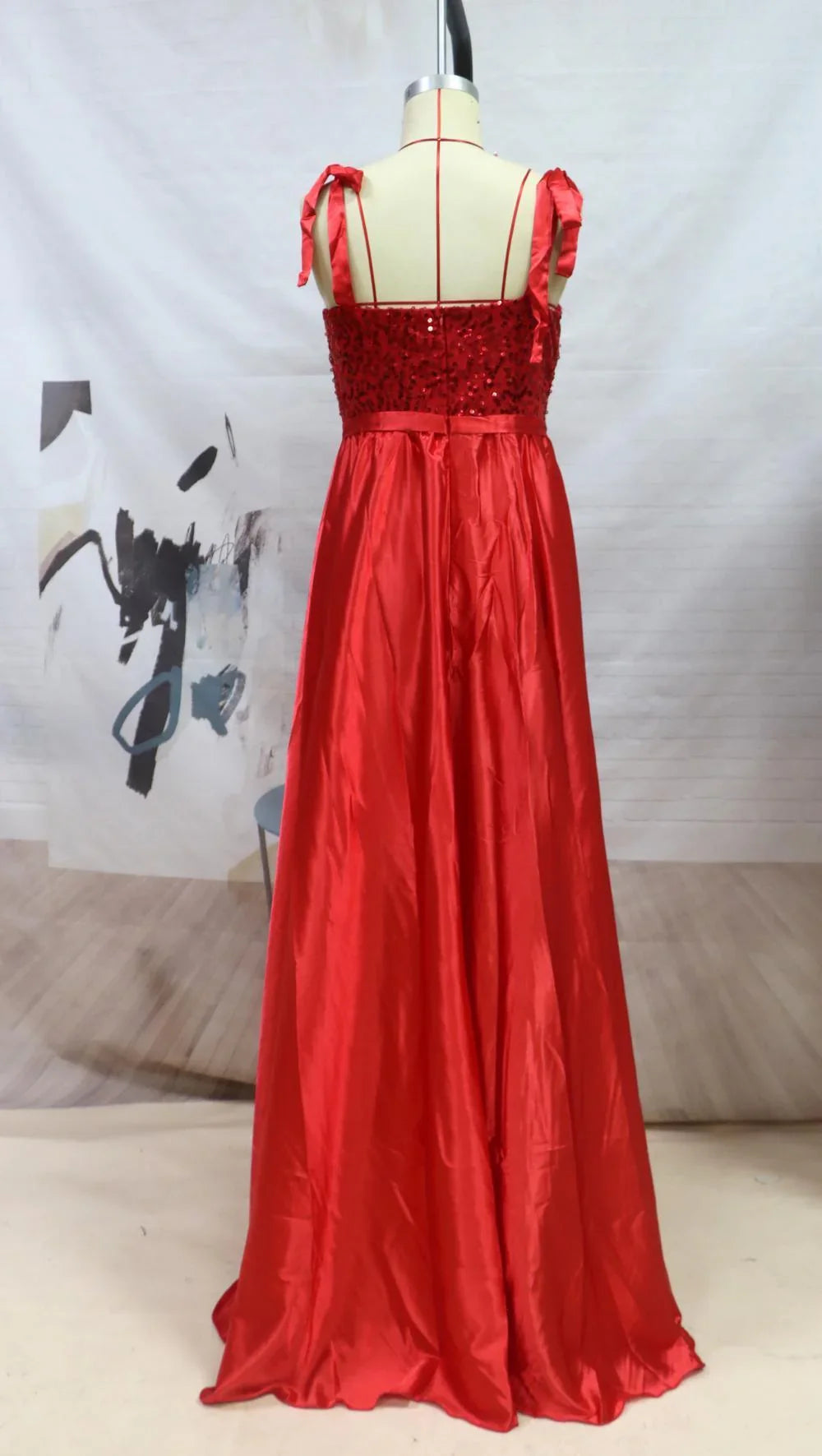 Women's Temperament Long Banquet Evening Dress Suspenders Sequined Large Skirt - VAleG