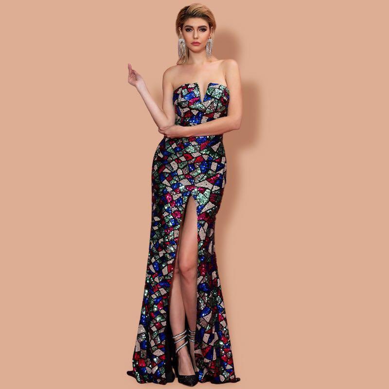 Women Sexy V Neck Off Shoulder Sequin Ma - VAleG