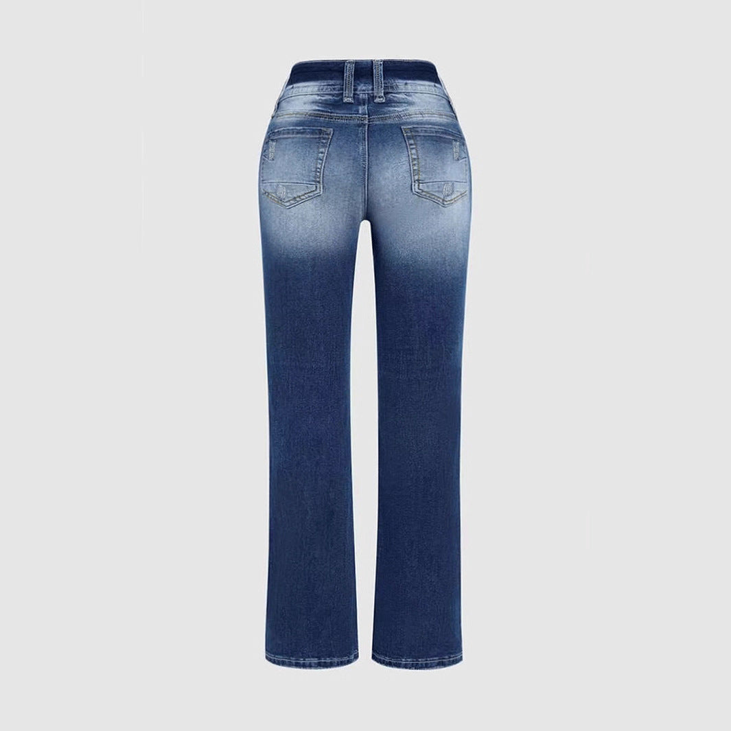 Jeans lavati elasticizzati a vita media da donna Simple Slim Fit