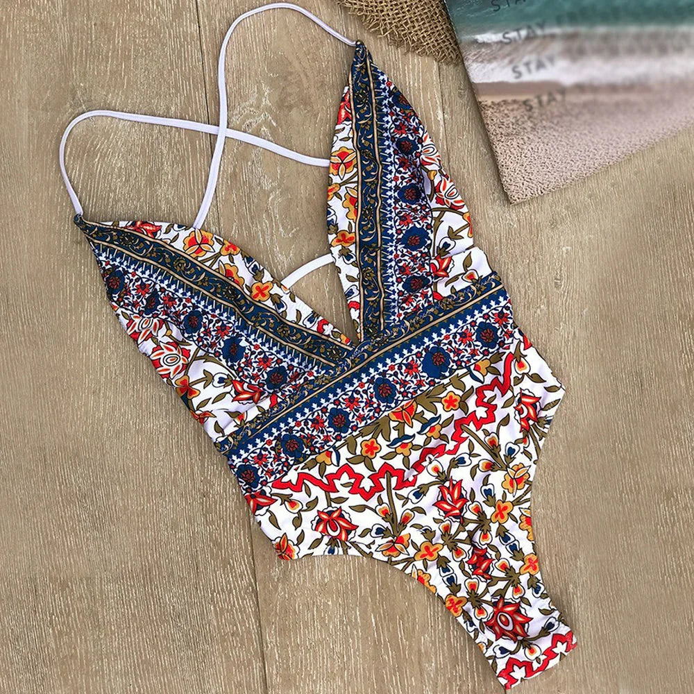 Printed lace-up swimsuit - VAleG