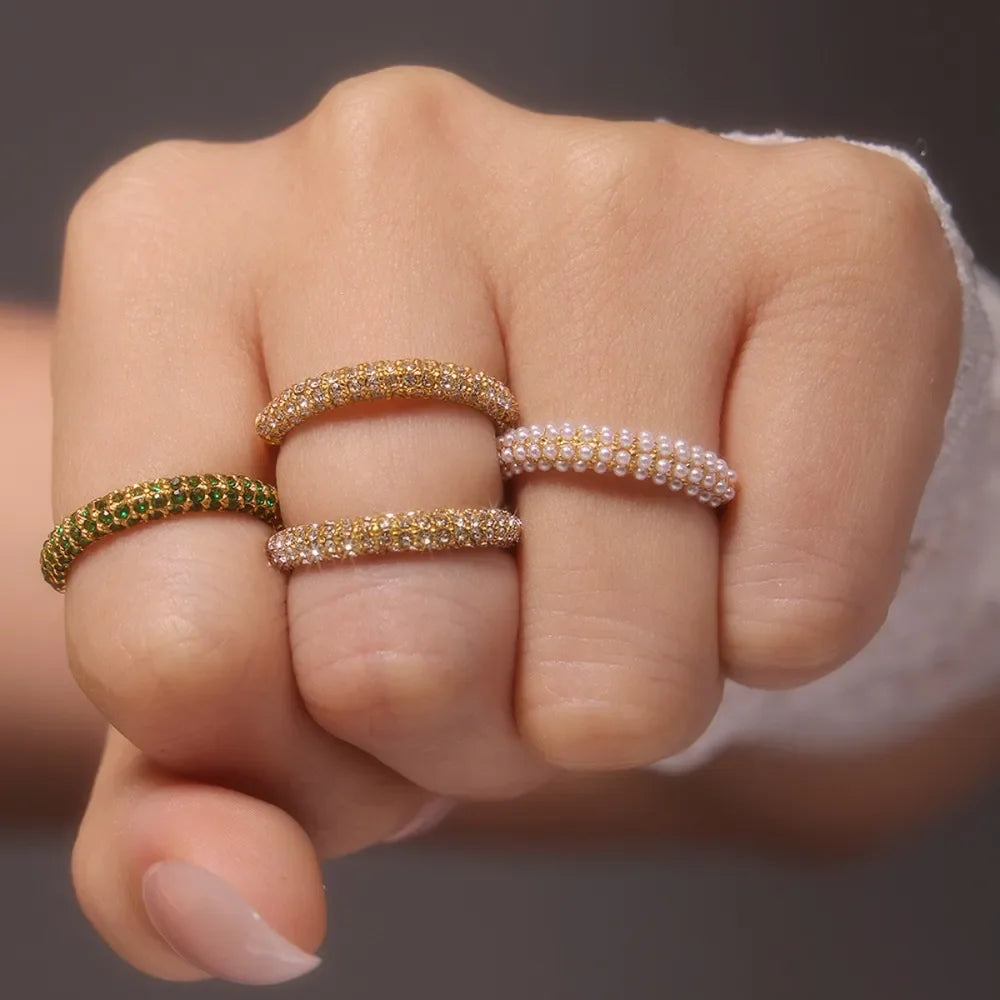 18K Gold-Plated Inlaid Zircon Ring - VAleG