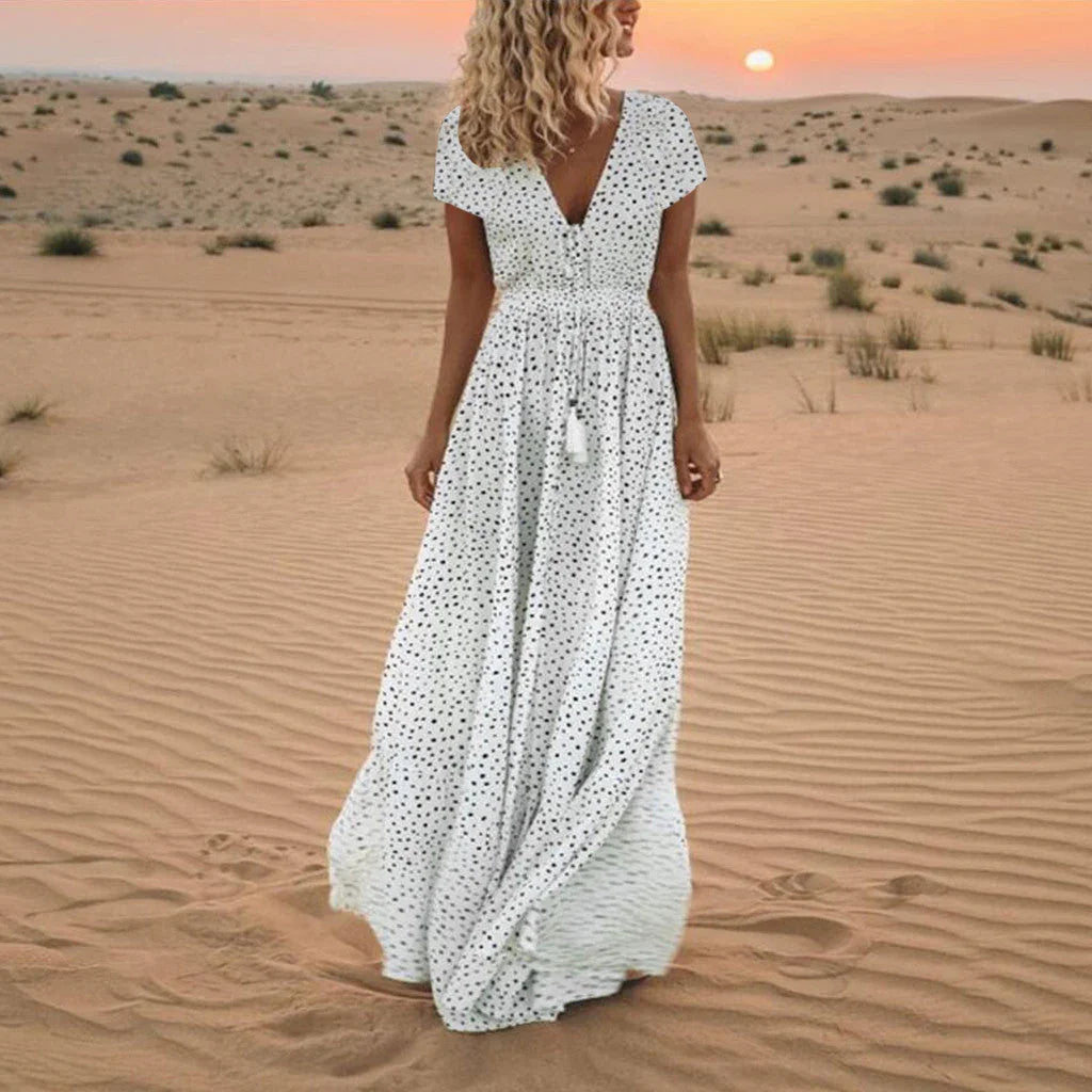 Holiday beach polka dot bohemian dress - VAleG