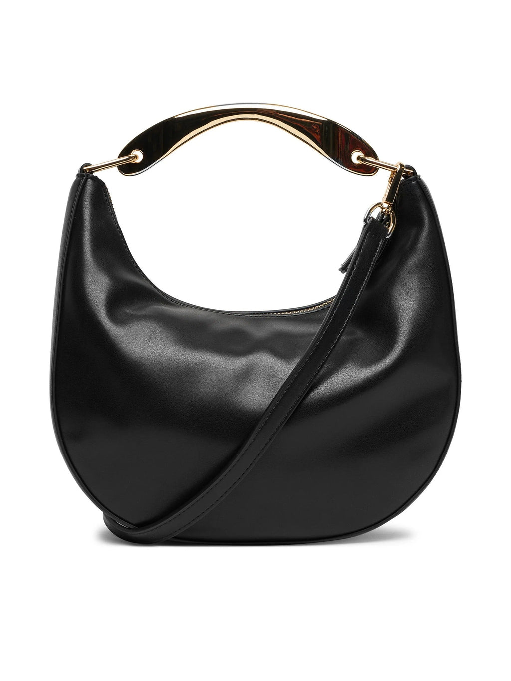 TWINSET Borsa Donna a Spalla Hobo Nera con Manico in Metallo e Tracolla