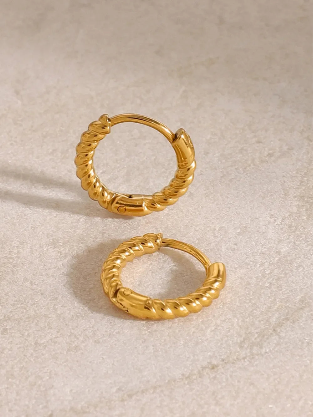 18K Gold-Plated Stainless Steel Huggie Earrings - VAleG