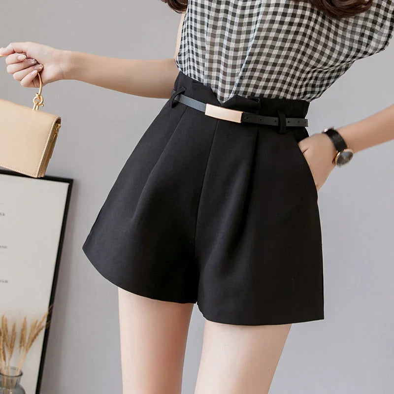 Women's Loose And Slim High Waist A-line Suit Shorts - VAleG