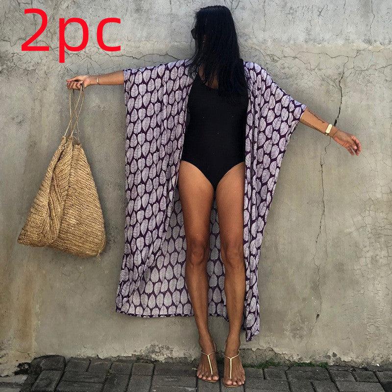 Polyester Ladies Sun Protection Resort Beach Dress Cover Up - VAleG