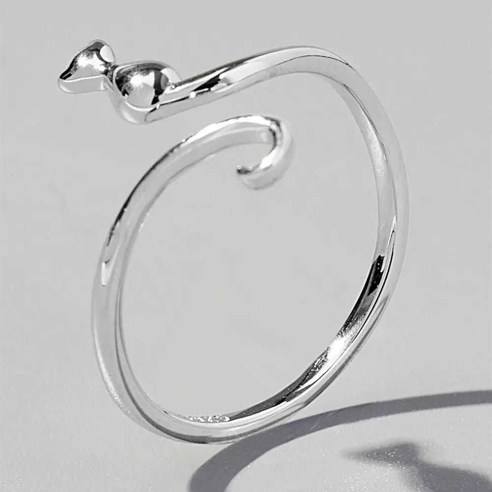 Cat Shape 925 Sterling Silver Ring - VAleG