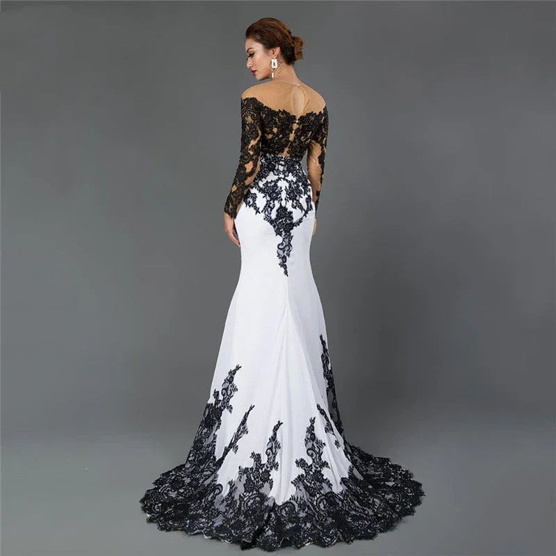 Embroidered Lace Maxi Dress With Fishtail Slim Tail - VAleG