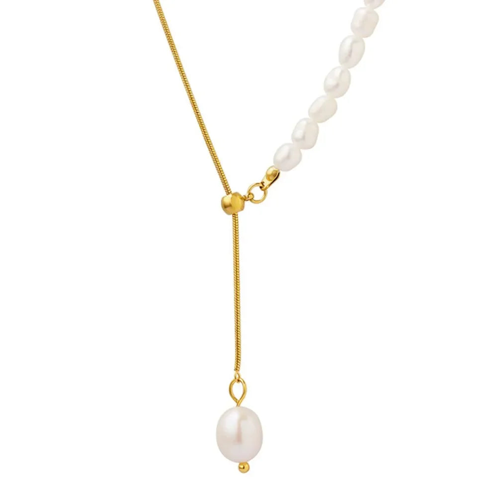 18K Gold-Plated Pearl Necklace - VAleG