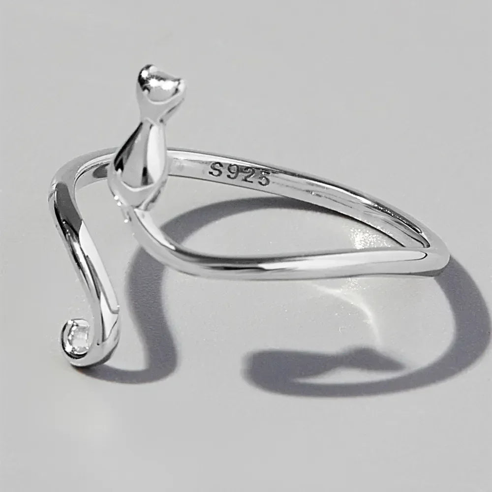 Cat Shape 925 Sterling Silver Ring - VAleG