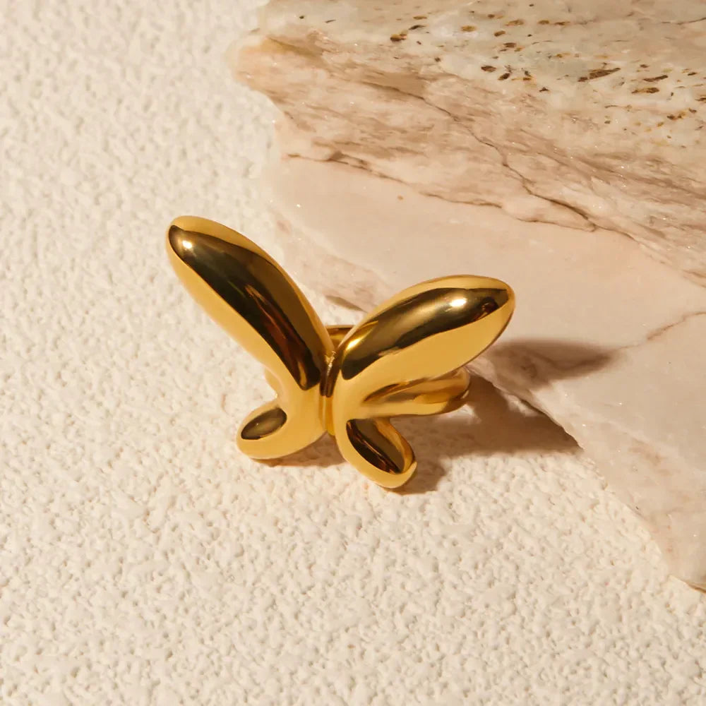 18K Gold-Plated Stainless Steel Butterfly Ring - VAleG