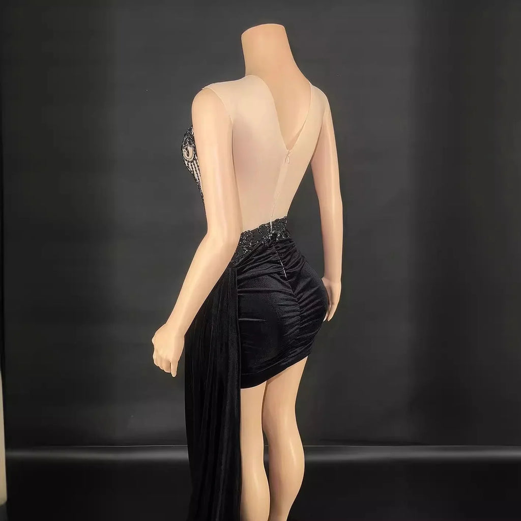 Summer Luxury Evening Dress Female Singer Stage Costume Senior Dress Side Trailing Skirt - VAleG