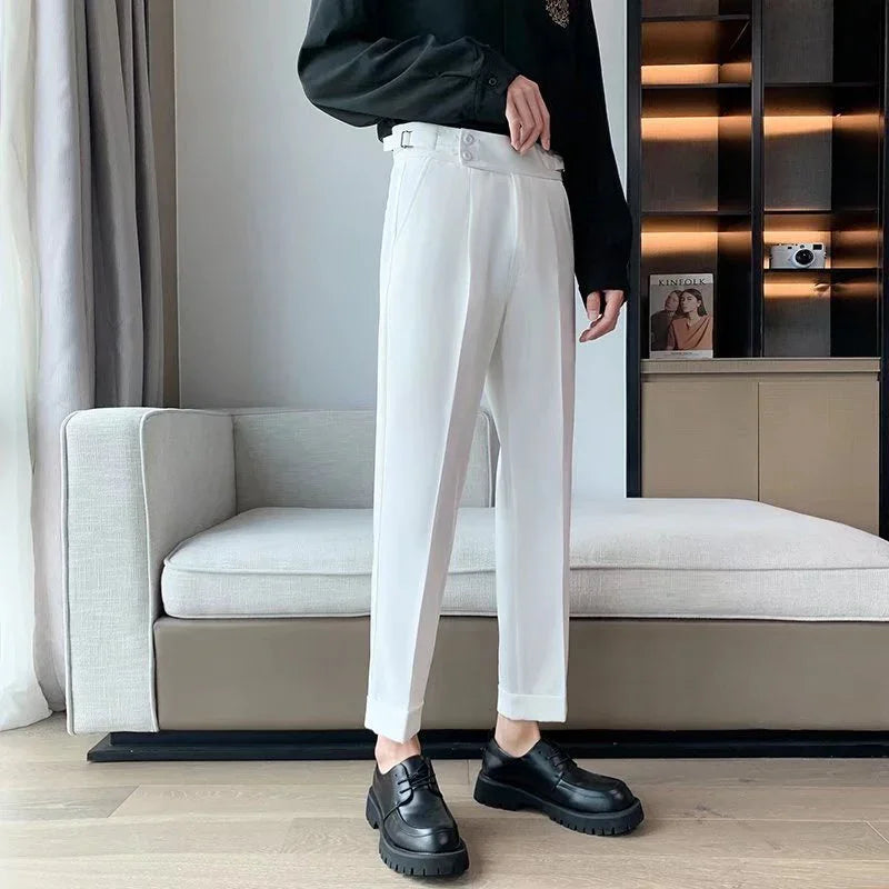 Draping Cropped Small Suit Pants Men - VAleG