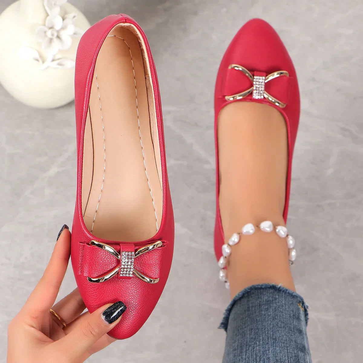 Fashion Bowknot Soft Bottom Large Size Casual Shoes - VAleG