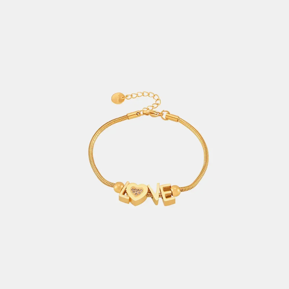 Titanium Steel Rhinestone Letter Bracelet - VAleG