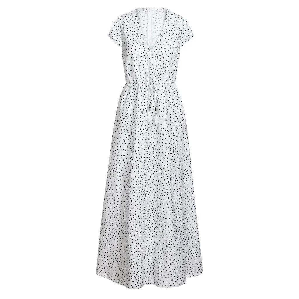 Holiday beach polka dot bohemian dress - VAleG