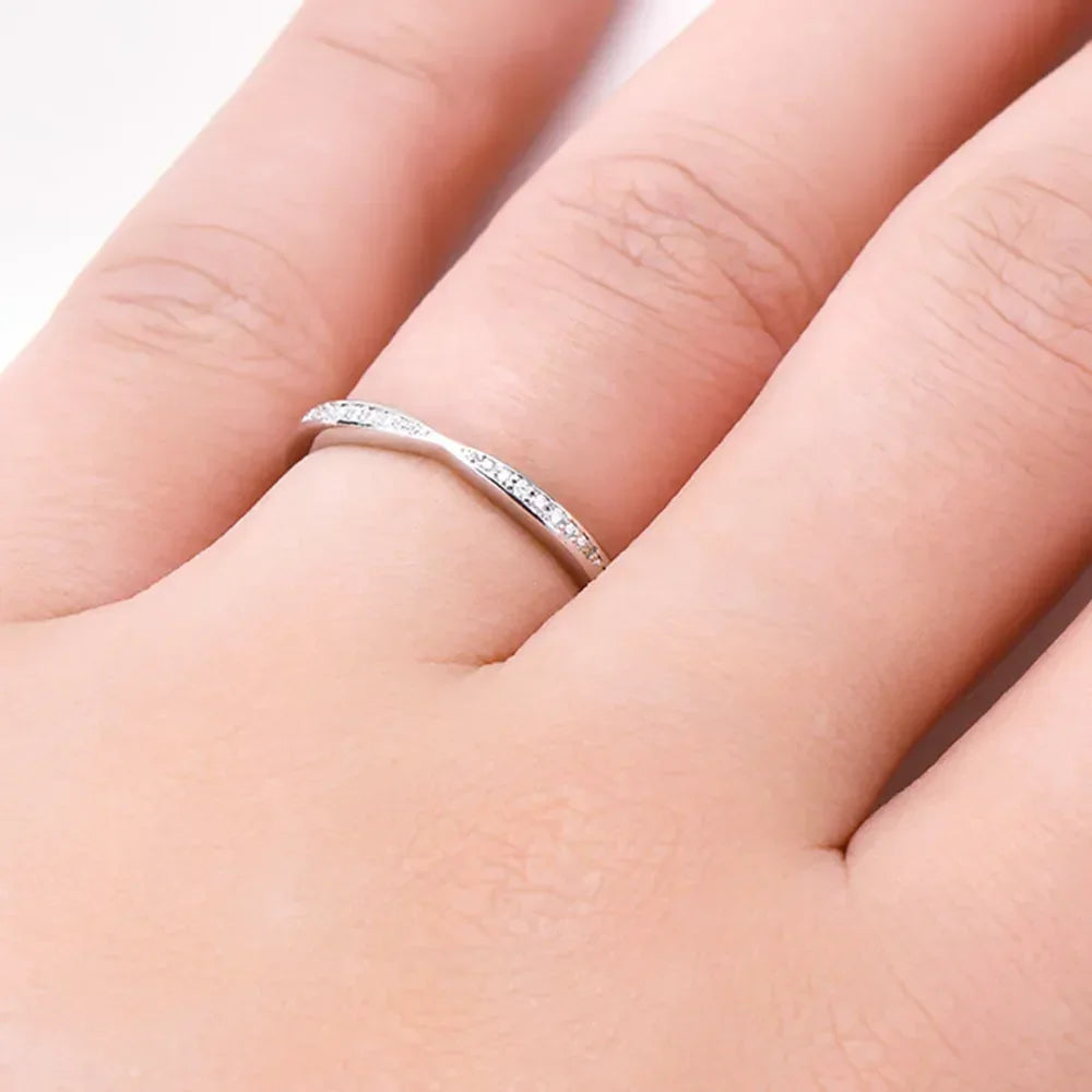 925 Sterling Silver Inlaid Moissanite Ring - VAleG