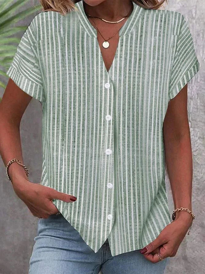 European And American New Short-sleeved Shirt Navy Style Striped Casual T-shirt - VAleG