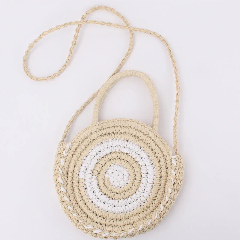 Beach Braided Bag Round Tote Shoulder - VAleG