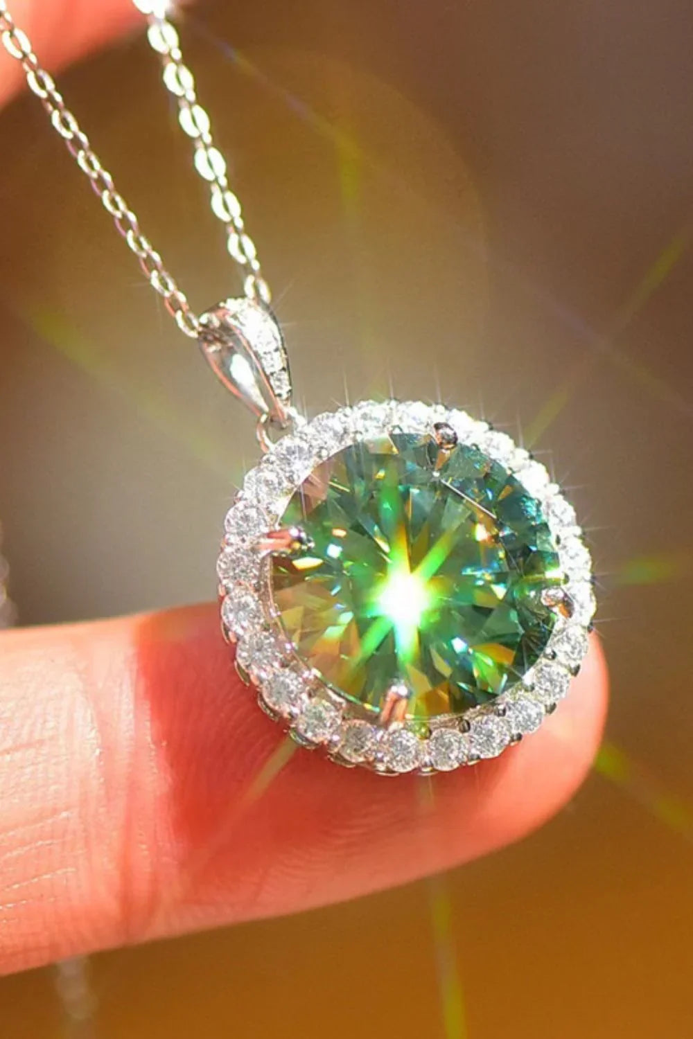 10 Carat Moissanite Pendant Platinum-Plated Necklace - VAleG