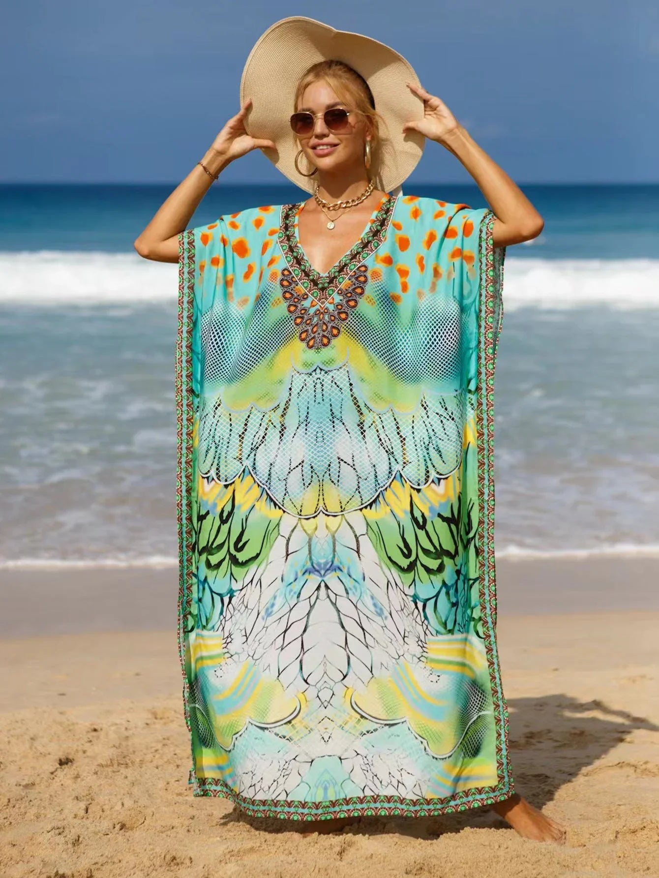 19 Colors Beach Cover-up Bohemian Beach Dress Plus Size - VAleG