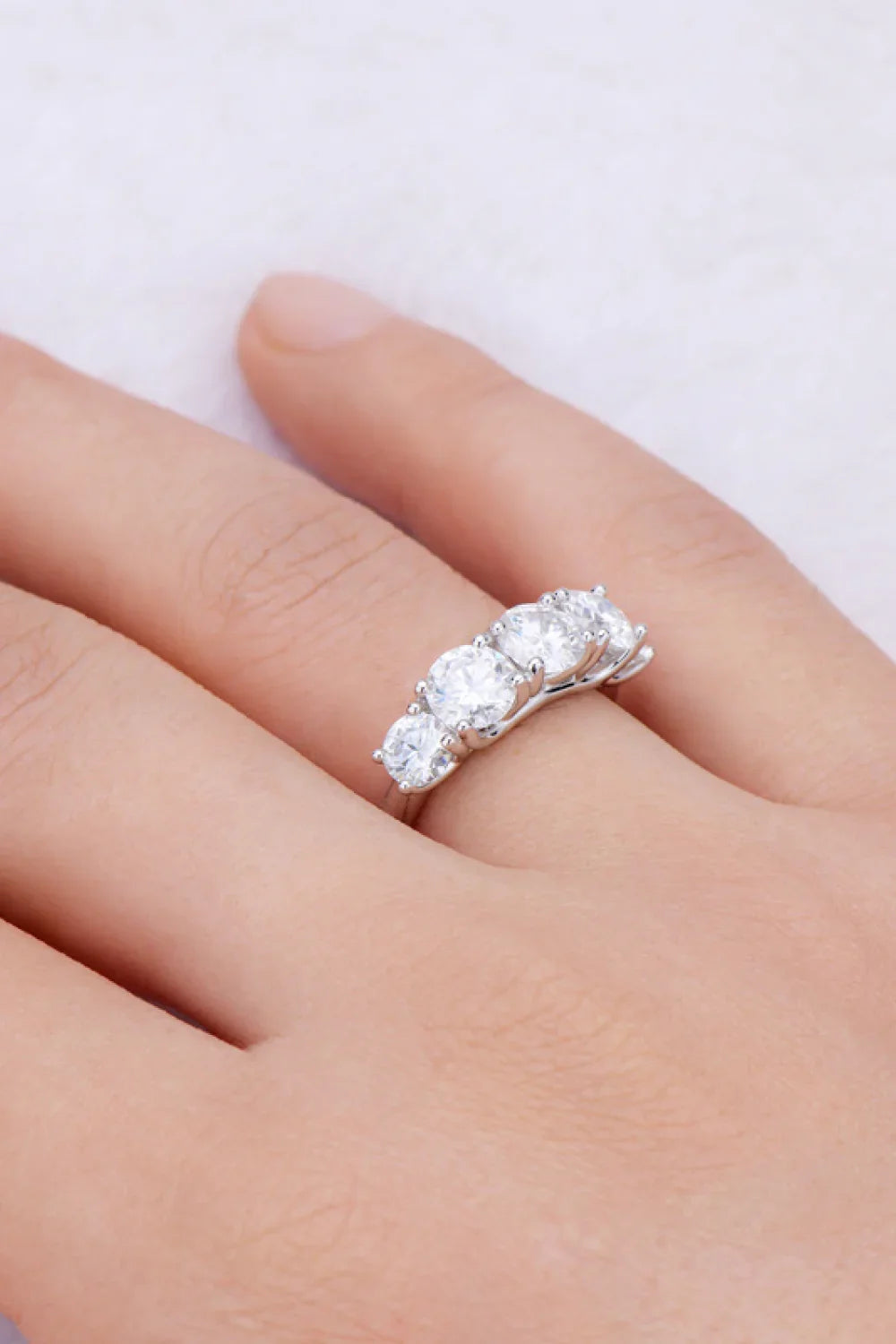 1 Carat Moissanite 925 Sterling Silver Half-Eternity Ring - VAleG