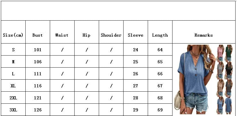 European And American Spring And Summer Solid Color Button Fashion T-shirt - VAleG