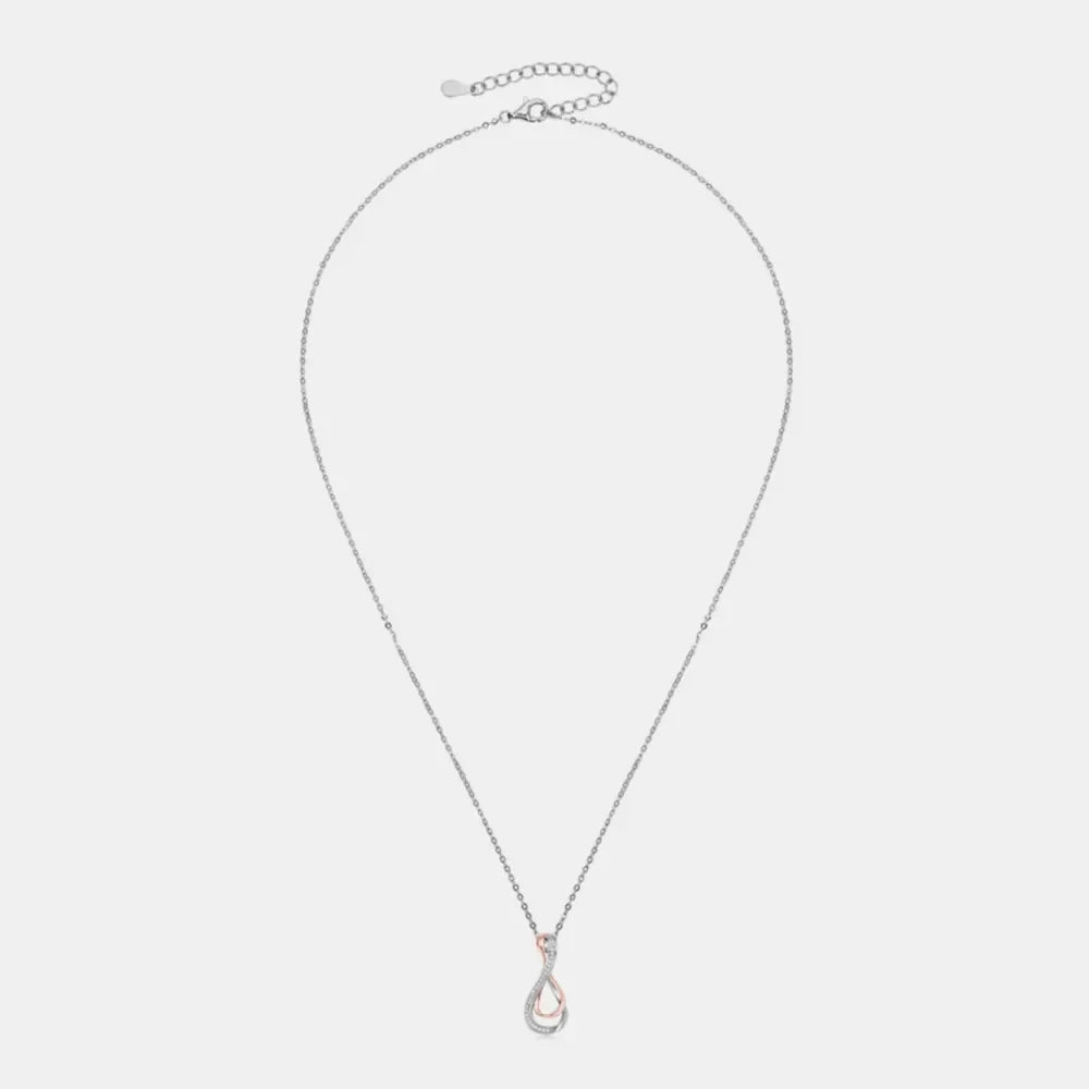 925 Sterling Silver Inlaid Moissanite Infinity Pendant Necklace - VAleG