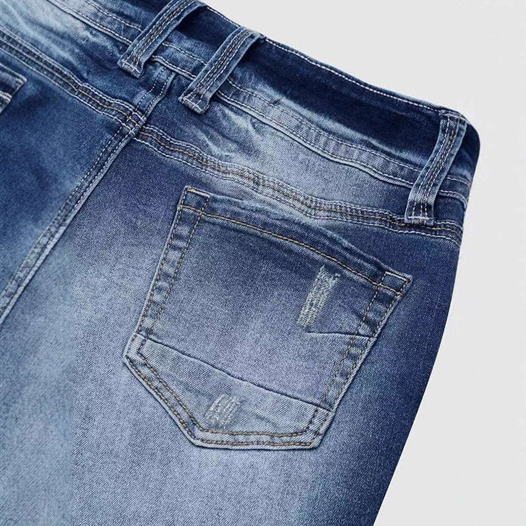 Jeans lavati elasticizzati a vita media da donna Simple Slim Fit