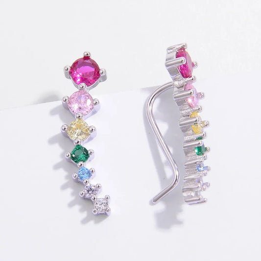 925 Sterling Silver Inlaid Zircon Earrings - VAleG
