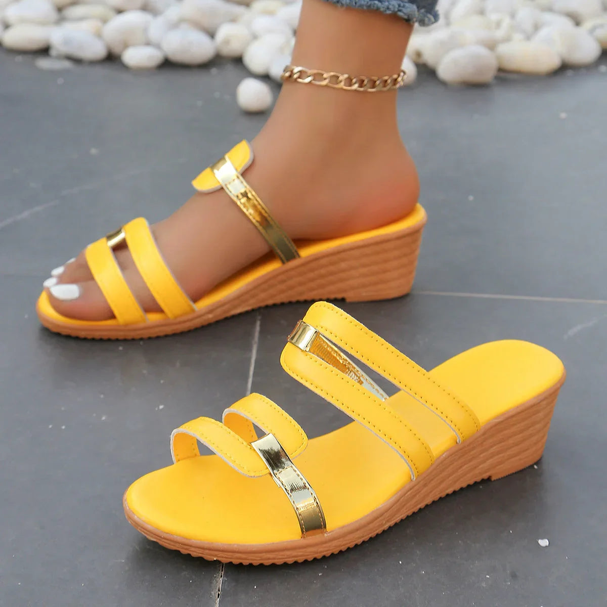Women's Wedge Plus Size Slippers - VAleG
